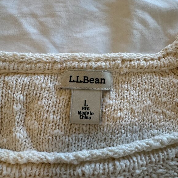 L.L. Bean Cotton Slub Rollneck Pullover in Cream - Picture 3 of 7